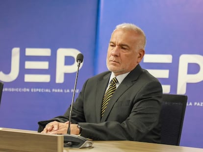 El coronel (r) Publio Hernán Mejía durante una audiencia de la JEP.