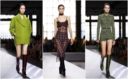 Three looks from Sabato de Sarno’s new collection for Gucci, which was presented during Milan Fashion Week.