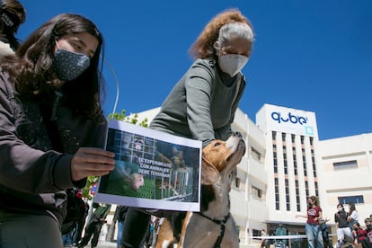 Concentración frente a Vivotecnia el pasado abril en Tres Cantos.