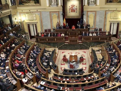 Hemiciclo del Congreso de los Diputados este martes durante la visita del presidente de Portugal.