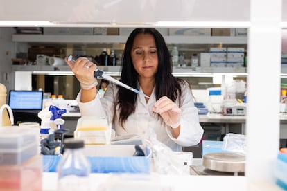 Juliana Cassataro en el laboratorio del Instituto de Investigaciones Biotecnológicas UNSAM.