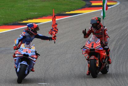 Marc Márquez y Pecco Bagnaia, segundo y primero respectivamente en Sachsenring.