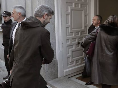 La presidenta del Parlament, Carme Forcadell, en la seva arribada dijous al Tribunal Suprem.