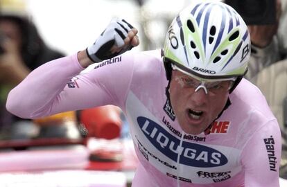 Di Luca,tras ganar el Giro de Italia de 2007.