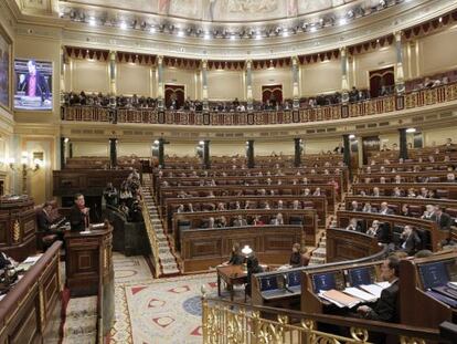 Vista del hemiciclo del Congreso de los Diputados durante el debate de investidura de Mariano Rajoy.