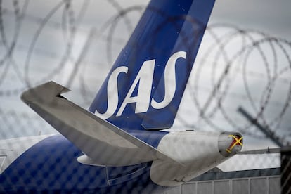 Un avión de SAS en el aewropuerto de Copenhague.