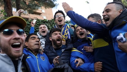 Aficionados del Boca Juniors en Madrid.