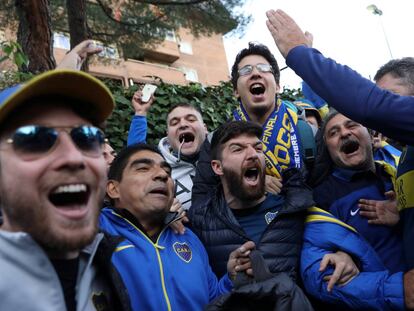 Aficionados del Boca Juniors en Madrid.