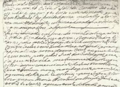 Parte del testamento de doña María de la Cruz.