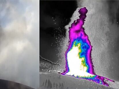 Vídeo | La lava del volcán de La Palma, vista con cámara térmica
