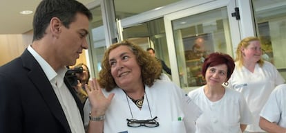 Pedro Sánchez, candidato del PSOE, en un acto durante la campaña electoral en Oviedo.