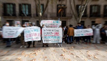 Protesta dels treballadors del sector cultural, aquest dijous.