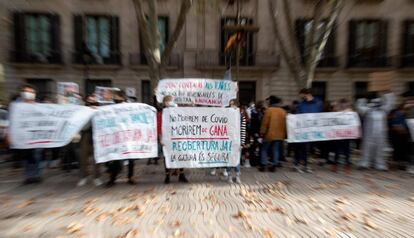 Protesta dels treballadors del sector cultural, aquest dijous. 