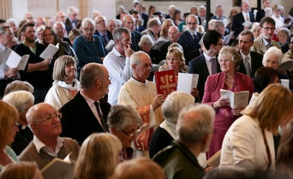 El arzobispo de Canterbury, Justin Welby, en un servicio que conmemora la ordenación de mujeres, en 2014.