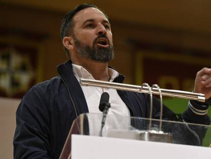 El presidente de Vox, Santiago Abascal, en Ciudad Real, el pasado 23 de marzo. 