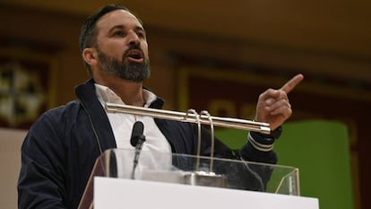 El presidente de Vox, Santiago Abascal, en Ciudad Real, el pasado 23 de marzo.