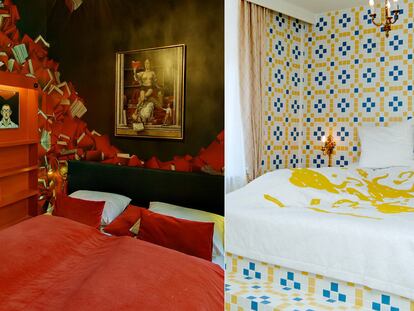 Dos habitaciones del hotel Fox, obra de Nicola Carter y Luise Vormittag (izquierda) y Friendswithyou.