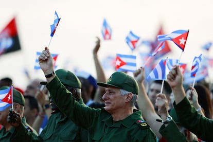 Miguel Díaz-Canel durante una protesta en La Habana, el 22 de mayo.