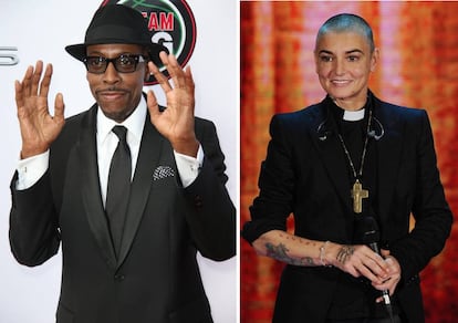 El actor Arsenio Hall y la cantante Sinead O'Connor.