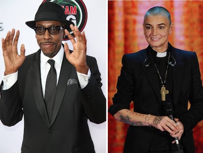 El actor Arsenio Hall y la cantante Sinead O'Connor.
