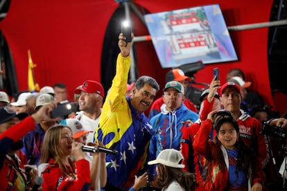 Nicolás Maduro celebra tras los resultados de las elecciones en Caracas (Venezuela), el 29 de julio de 2024. 