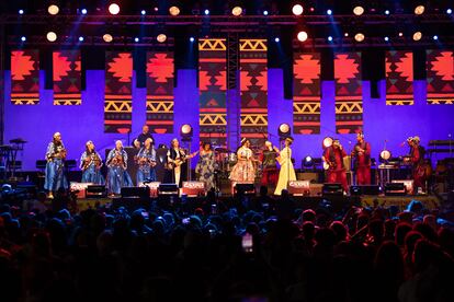 Las Amazonas de África en el Festival de Esauira de Gnawa (Marruecos), en junio de 2023.