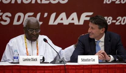 Diack y Coe durante el Mundial de Pekín.