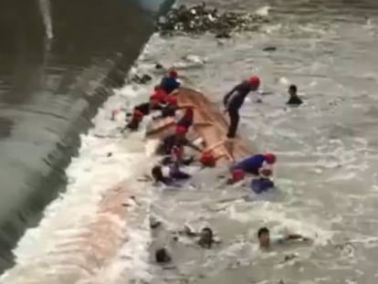 Fotograma de la tragedia captado de una televisión china.