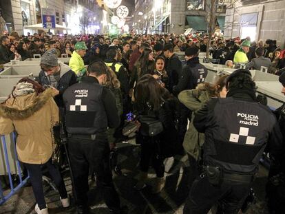 Dispositivo de seguridad el año pasado para las campanadas de Fin de Año en la Puerta del Sol.