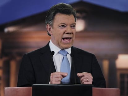 Juan Manuel Santos, en su comparecencia del lunes.