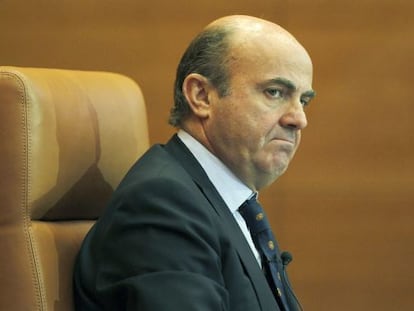El ministro de Economía, Luis de Guindos, el pasado mes de julio en una conferencia en Barcelona.