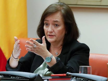 La presidenta de Airef, Cristina Herrero, en el Congreso de los Diputados.