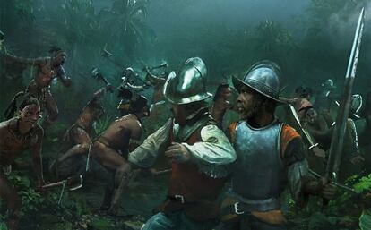 Boceto del videojuego 'Conquistadores'.