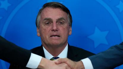 Presidente Jair Bolsonaro participa de cerimônia no Palácio do Planalto, em Brasília.