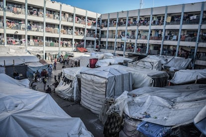 Una de las escuelas de UNRWA en Rafah, convertida en un refugio para los desplazados, el 16 de enero de 2023. 