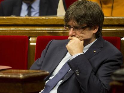 Carles Puigdemont, aquest dimecres, al Parlament.