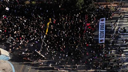 Vista da manifestação no largo da Batata, em São Paulo.