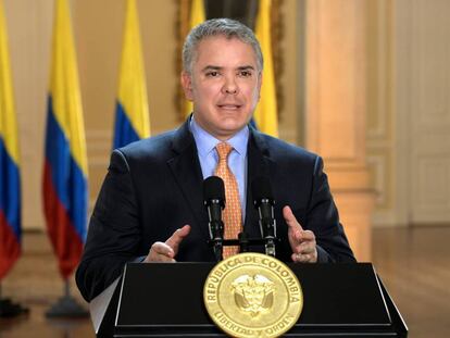 El presidente de Colombia, Iván Duque, este martes en rueda de prensa.
