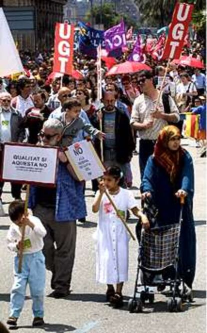 Manifestación contra la Ley de Calidad del Gobierno, ayer en Barcelona.