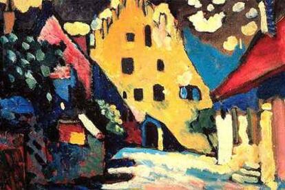 <i>Murnau-Patio del castillo I,</i> lienzo sobre cartón de 1908, de Kandinsky.