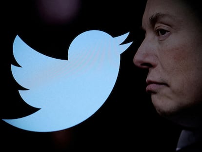 El perfil de Elon Musk, sobre el fondo del logotipo de Twitter, en octubre pasado.