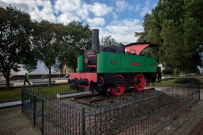 Antigua máquina del tren minero en Tharsis, Huelva.
