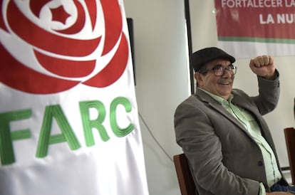 Rodrigo Londoño, 'Timochenko', en un acto político de las FARC en 2018.