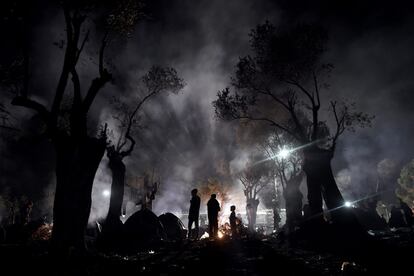 Refugiados en el campo de Moria, en la isla griega de Lesbos, el 9 de noviembre de 2015.