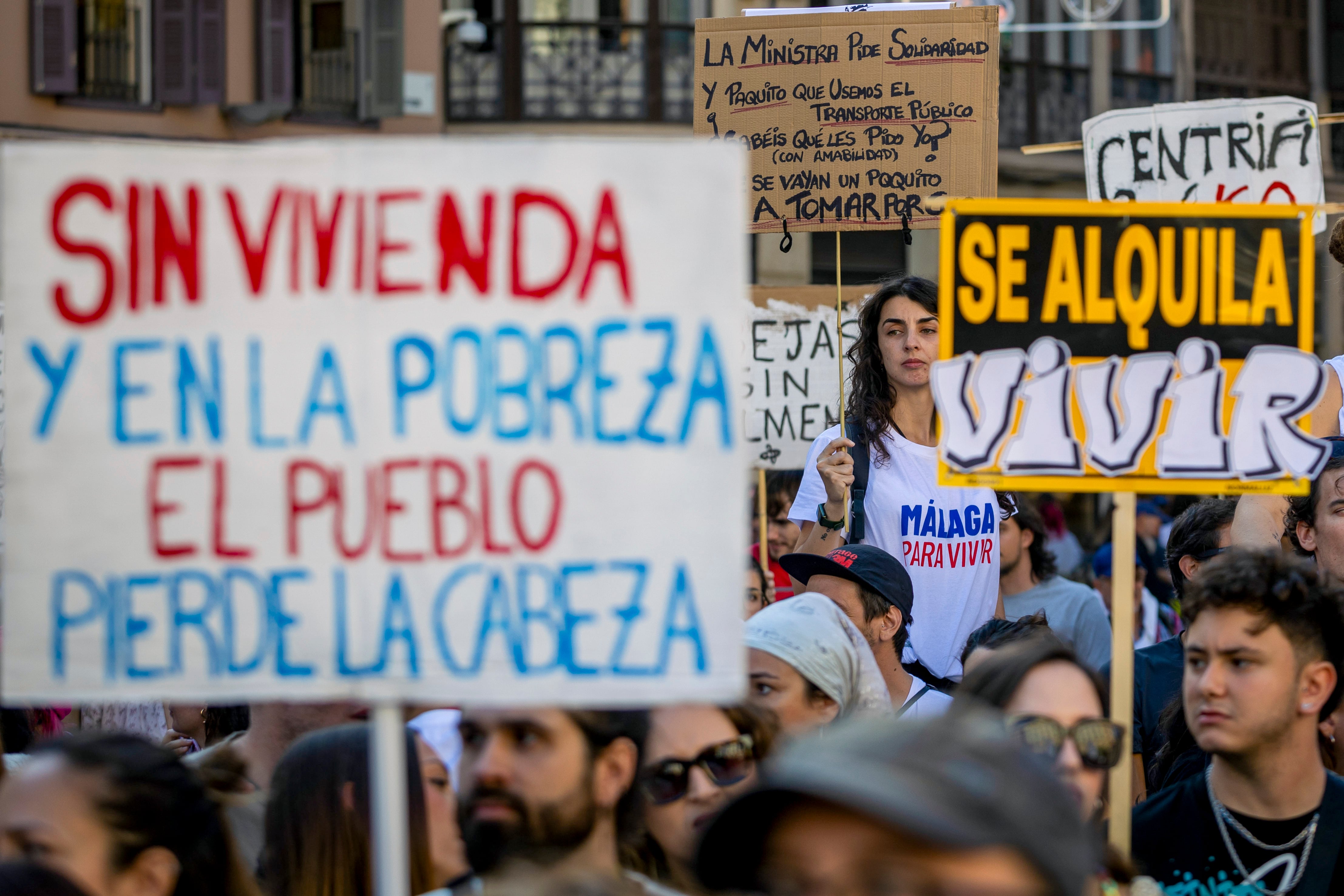 Manifestación en Málaga contra los pisos turísticos, en 2024.