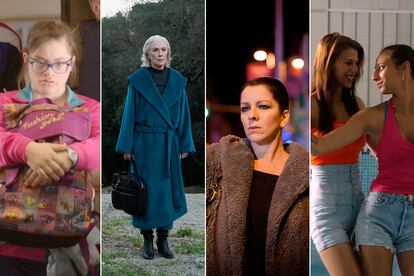 Gloria Ramos, nominada a mejor actriz revelación, en 'Campeones'; Susi Sánchez, nominada a mejor actriz protagonista, en 'La enfermedad del domingo'; Eva Llorach, candidata a actriz revelación, en 'Quién te cantará', y Rosy Rodríguez y Zaira Morales, ambas nominadas a mejor actriz revelación, en 'Carmen y Lola'.