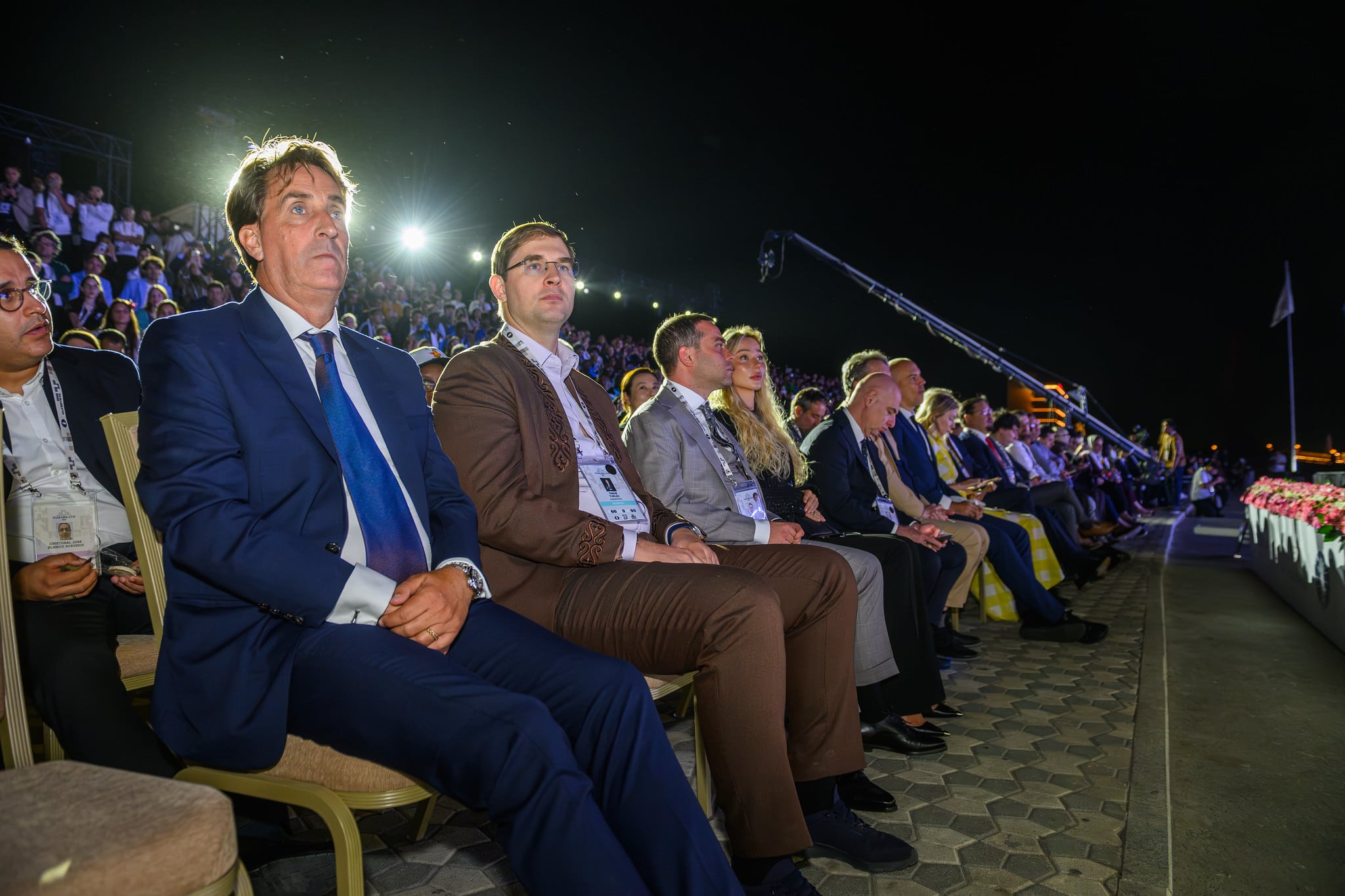 Buettner, Turlov y Rosenstein (izquierda a derecha) el pasado martes, durante la inauguración de la Olimpiada de Ajedrez en Samarcanda (Uzbekistán).