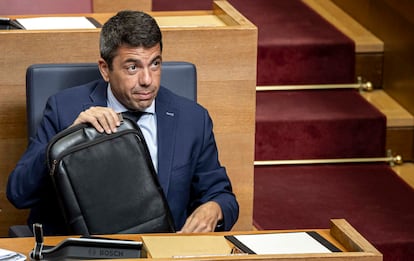 Carlos Mazón, este miércoles durante el pleno de Les Corts valencianas.