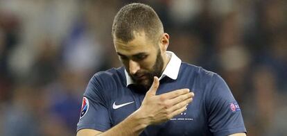 Benzema durante el amistoso de Francia contra Armenia