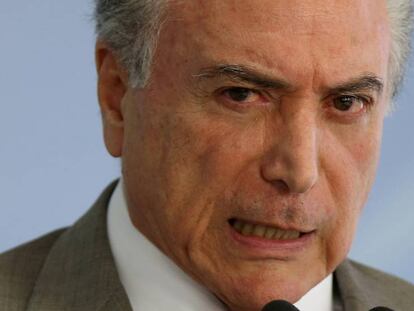 Temer, durante pronunciamento nesta segunda-feira.